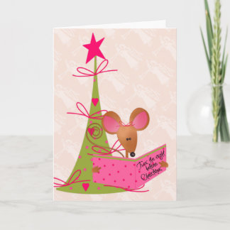 Cartes Pour Fêtes Annuelles Arbre de Noël et souris de lecture