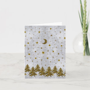 Cartes Pour Fêtes Annuelles Arbre de Noël étincelant, étoiles sur papier abstr