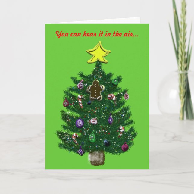 Cartes Pour Fêtes Annuelles Arbre de Noël étoile jaune Pain d'épice homme (Devant)