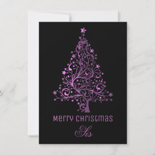 Cartes Pour Fêtes Annuelles Arbre de Noël étoilé Noir rose Revêtement métalliq