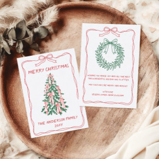 Cartes Pour Fêtes Annuelles Arbre de Noël familial dessiné à la main et person