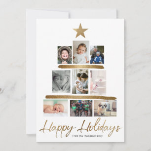Cartes Pour Fêtes Annuelles Arbre de Noël familial Photo Collage Bilan de l'an