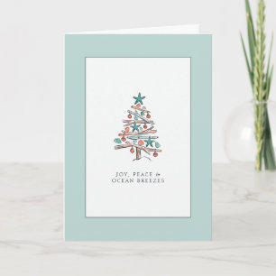 Cartes Pour Fêtes Annuelles Arbre de Noël Famille Bois Flotté de Plage