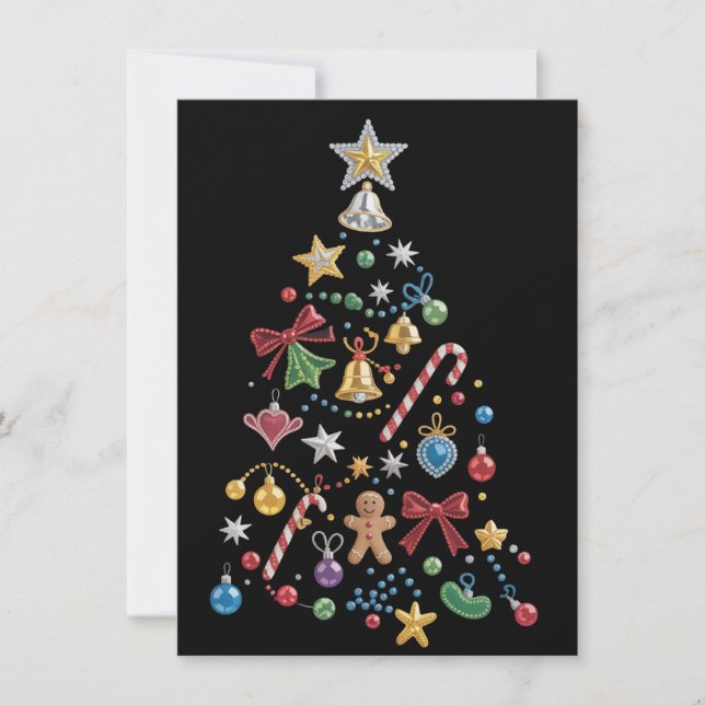 Cartes Pour Fêtes Annuelles Arbre de Noël Fantaisie Strass Fêtes de fin d'anné (Devant)