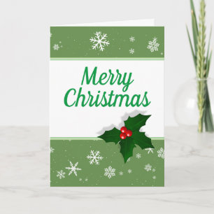 Cartes Pour Fêtes Annuelles Arbre de Noël festif Baie de houx Flocon de neige