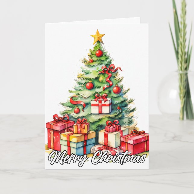 Cartes Pour Fêtes Annuelles Arbre de Noël festif et décoratif (Devant)