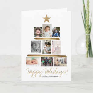 Cartes Pour Fêtes Annuelles Arbre de Noël Fêtes Paillettes Or Multi Photo Noël