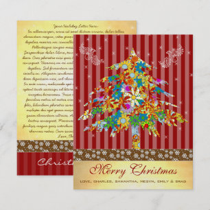 Cartes Pour Fêtes Annuelles Arbre de Noël fleuri aux étoiles