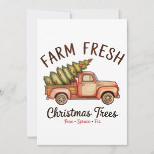 Cartes Pour Fêtes Annuelles Arbre de Noël Frais de la Ferme Camion Rose Noël V