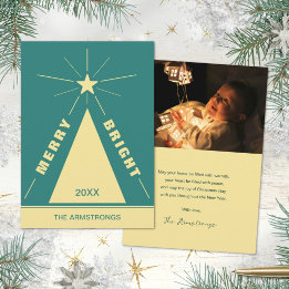 Cartes Pour Fêtes Annuelles Arbre de Noël géométrique rétro sarcelle Photo Noë