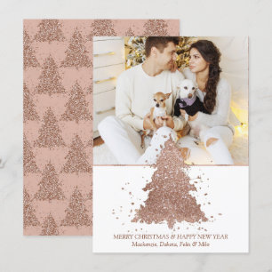 Cartes Pour Fêtes Annuelles Arbre de Noël   Glam Rose Gold Photo