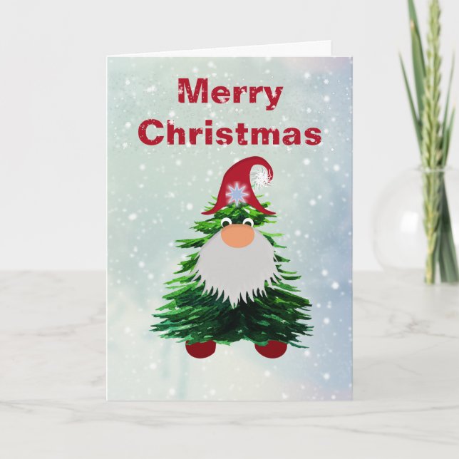 Cartes Pour Fêtes Annuelles Arbre de Noël Gnome, Joyeux Noël (Devant)