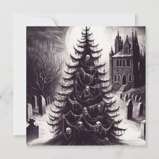 Cartes Pour Fêtes Annuelles Arbre de Noël Goth Noël Horreur Épouvantable (Devant)