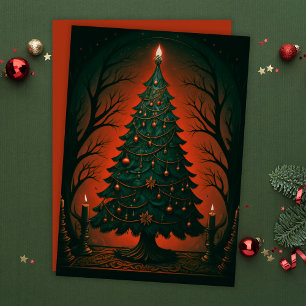 Cartes Pour Fêtes Annuelles Arbre de Noël gothique foncé