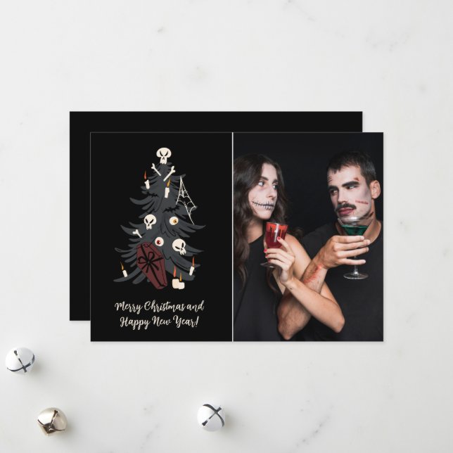 Cartes Pour Fêtes Annuelles Arbre de Noël gothique Une photo (Devant/Arrière en situation)