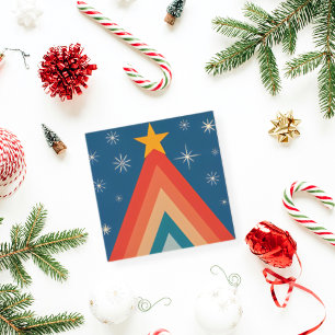 Cartes Pour Fêtes Annuelles Arbre de Noël groovy rouge et bleu minimaliste 