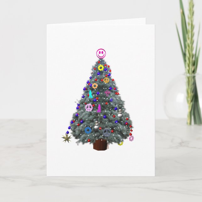 Cartes Pour Fêtes Annuelles Arbre de Noël hippie super (Devant)