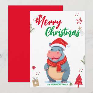 Cartes Pour Fêtes Annuelles Arbre de Noël Hippopotame mignon Nom de femme de v