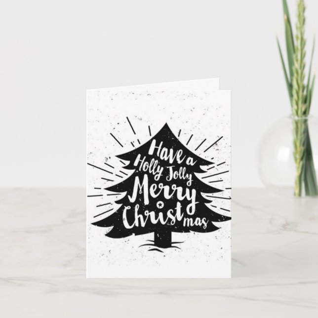Cartes Pour Fêtes Annuelles Arbre de Noël, Holly Jolly, Joyeux Noël (Devant)