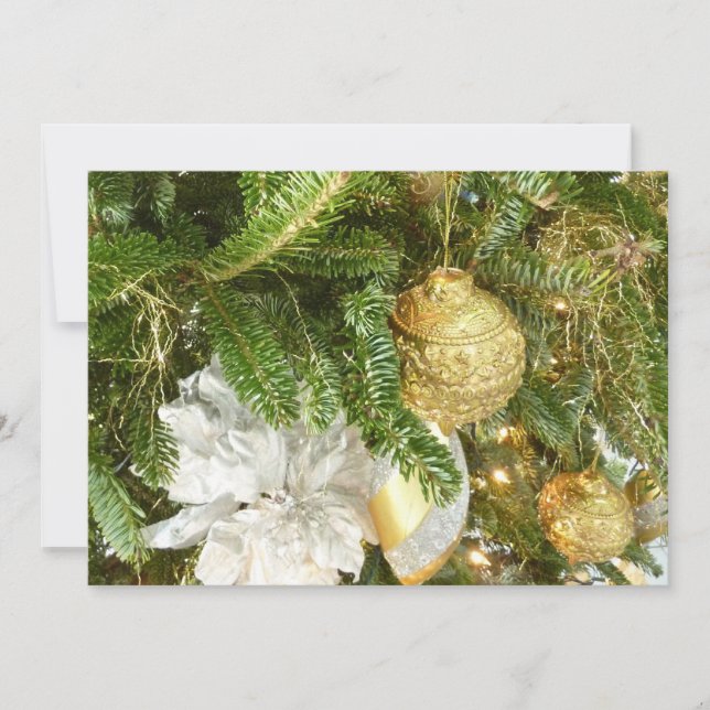 Cartes Pour Fêtes Annuelles Arbre de Noël I Argent et Or (Devant)