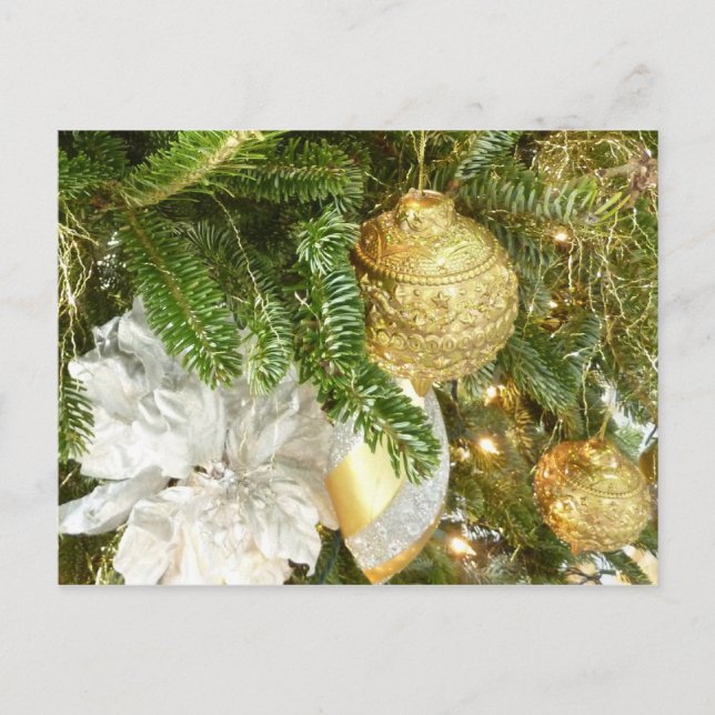 Cartes Pour Fêtes Annuelles Arbre de Noël I Argent et Or (Devant)