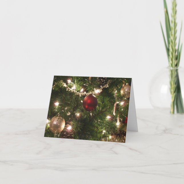 Cartes Pour Fêtes Annuelles Arbre de Noël I Vacances Plutôt vert et rouge (Devant)