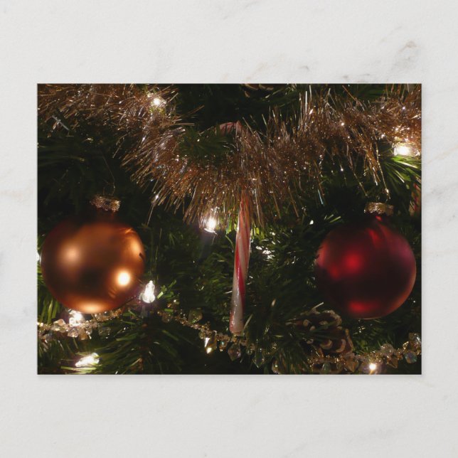 Cartes Pour Fêtes Annuelles Arbre de Noël II Vacances Rouge et Or (Devant)