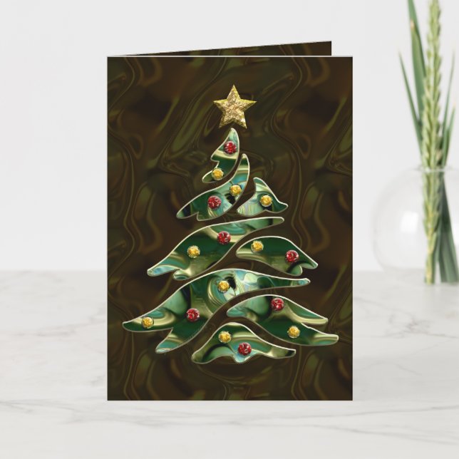 Cartes Pour Fêtes Annuelles Arbre de Noël incrusté de bijoux (Devant)