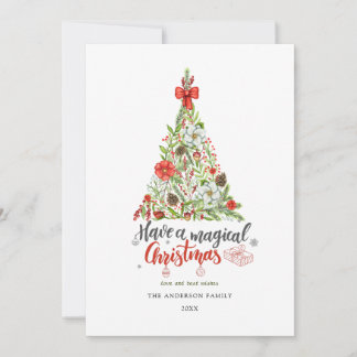 Cartes Pour Fêtes Annuelles Arbre de Noël joyeux aquarelle minimal moderne Hol