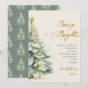 Cartes Pour Fêtes Annuelles Arbre de Noël Joyeux et brillant en or chic