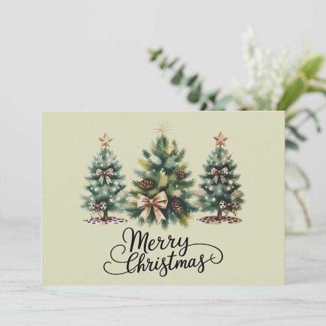 Cartes Pour Fêtes Annuelles Arbre de Noël joyeux léopard Coquette Bow Xmas (Debout devant)