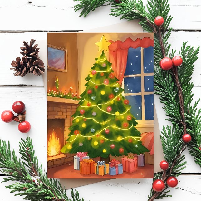 Cartes Pour Fêtes Annuelles Arbre de Noël | Joyeux tableau de Noël (Créateur téléchargé)