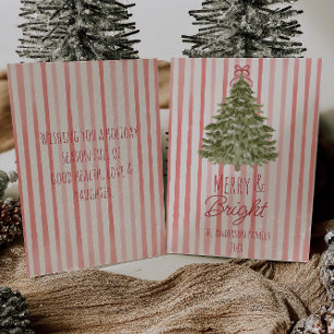 Cartes Pour Fêtes Annuelles Arbre de Noël Joyeux vintage et Rouge brillant