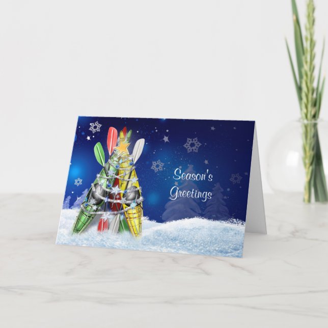 Cartes Pour Fêtes Annuelles Arbre de Noël Kayak (Devant)
