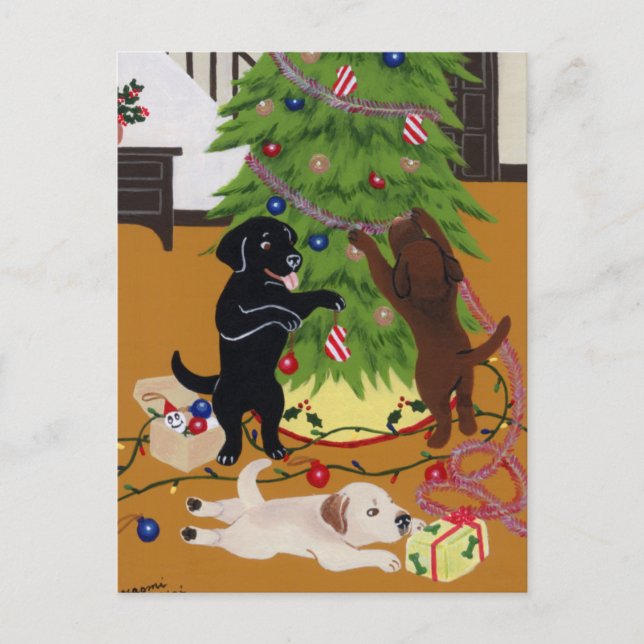 Cartes Pour Fêtes Annuelles Arbre de Noël Labrador Retriever (Devant)