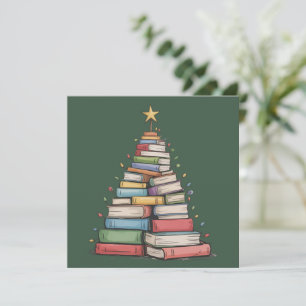 Cartes Pour Fêtes Annuelles Arbre de Noël Livre Rétro Ver de Livre Bibliothèqu