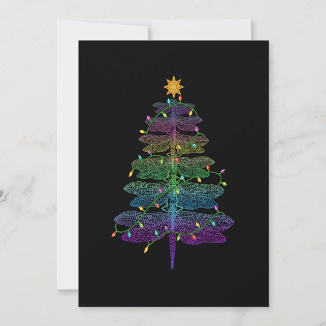 Cartes Pour Fêtes Annuelles Arbre de Noël lumineux libellule Pyjama familial c (Devant)