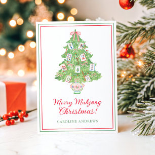 Cartes Pour Fêtes Annuelles Arbre de Noël Mahjong aquarelle