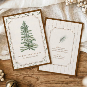 Cartes Pour Fêtes Annuelles Arbre de Noël marron élégant vintage pour les fête