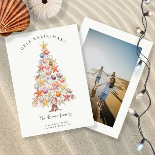 Cartes Pour Fêtes Annuelles Arbre de Noël Mele Kalikimaka avec coquillages de 