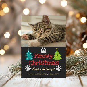 Cartes Pour Fêtes Annuelles Arbre de Noël Meowy Doodle Empreinte de Patte Chat