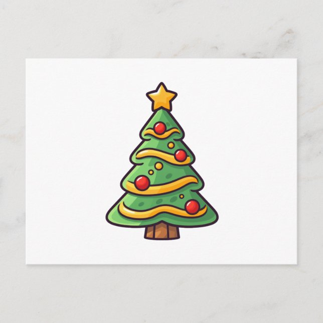 Cartes Pour Fêtes Annuelles Arbre de Noël mignon avec ornements (Devant)