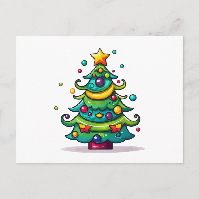 Cartes Pour Fêtes Annuelles Arbre de Noël mignon avec ornements (Devant)