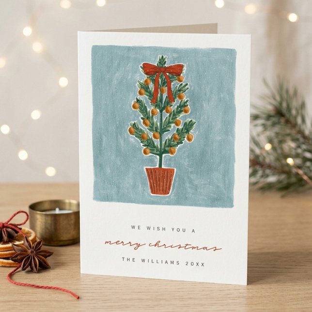 Cartes Pour Fêtes Annuelles Arbre de Noël miniature dessiné à la main de style (Créateur téléchargé)