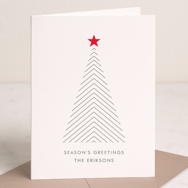 Cartes Pour Fêtes Annuelles Arbre de Noël minimal | Red Star Clean Simple (Mark the most wonderful season with a simple modern non-photo holiday card)