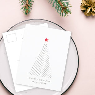 Cartes Pour Fêtes Annuelles Arbre de Noël minimal Red Star Clean Simple