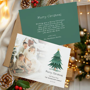 Cartes Pour Fêtes Annuelles Arbre de Noël Minimal Vert Photo de Famille Person