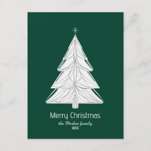 Cartes Pour Fêtes Annuelles Arbre de Noël minimaliste à motif linéaire avec gé
