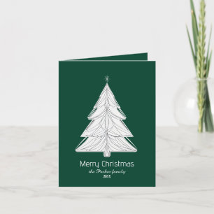 Cartes Pour Fêtes Annuelles Arbre de Noël minimaliste à motif linéaire avec gé