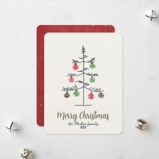 Cartes Pour Fêtes Annuelles Arbre de Noël minimaliste croquis fantaisiste 